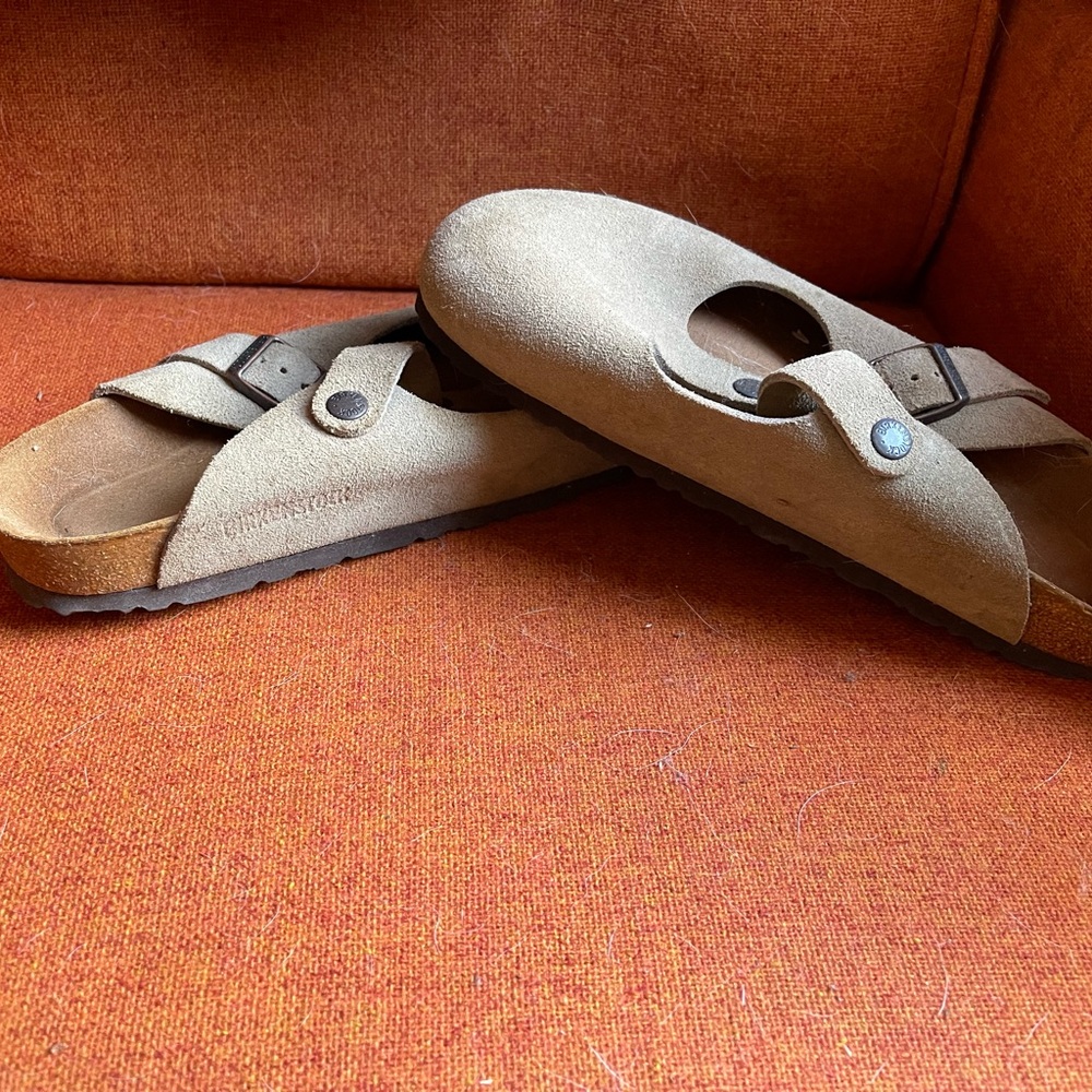 Taupe Birkenstock Bostons